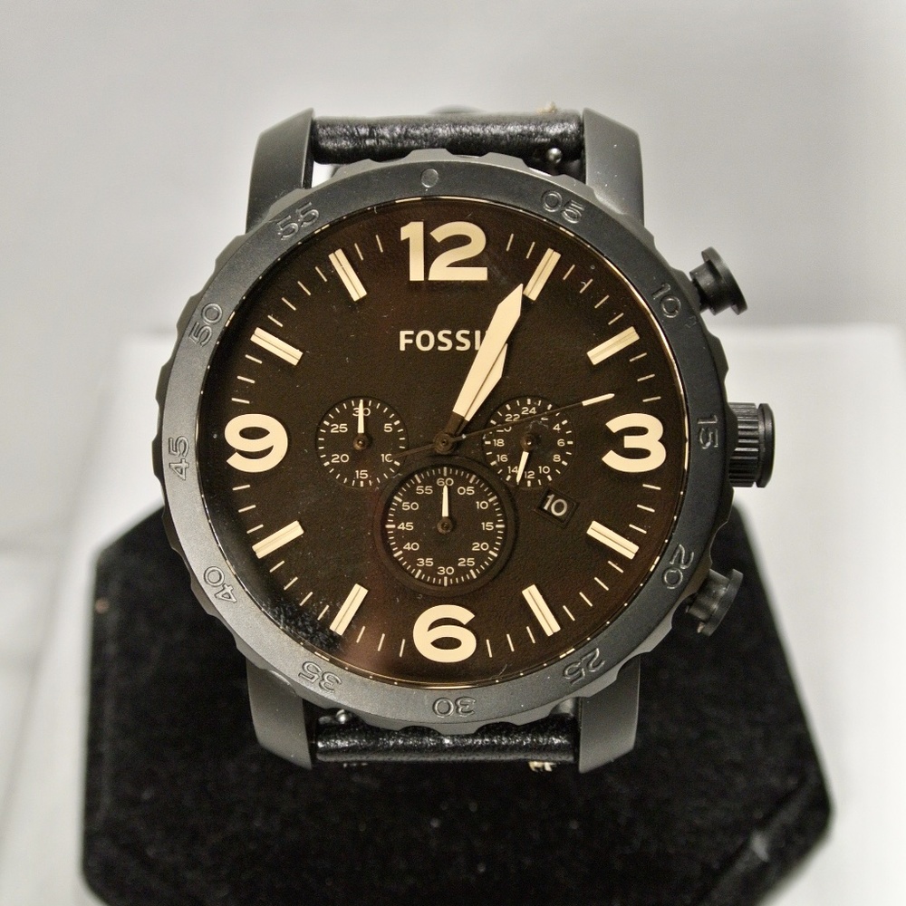 Fossil JR1445 Mens Nate Chronograph Black